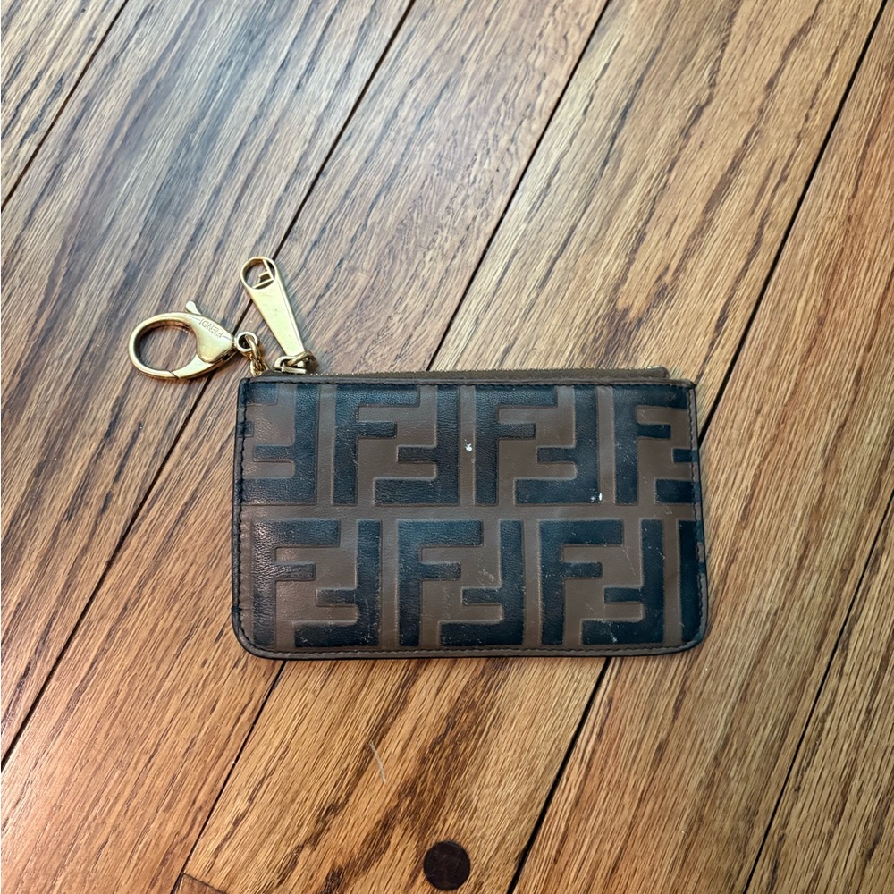 Fendi Brown and Black Logo Key Holder wallet